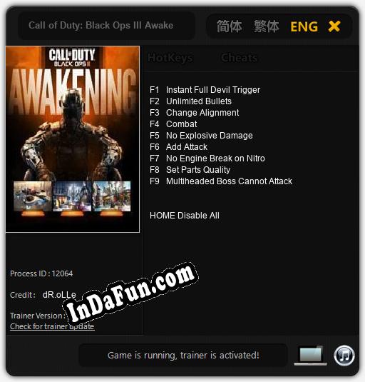 Call of Duty: Black Ops III Awakening: Cheats, Trainer +9 [dR.oLLe]