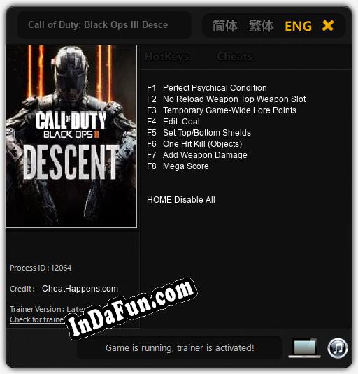 Trainer for Call of Duty: Black Ops III Descent [v1.0.8]