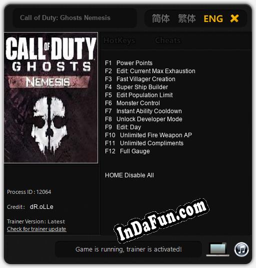 Call of Duty: Ghosts Nemesis: Trainer +12 [v1.3]
