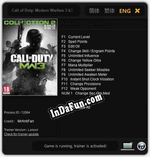 Call of Duty: Modern Warfare 3 – Collection 2: TRAINER AND CHEATS (V1.0.62)