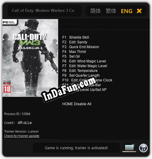Trainer for Call of Duty: Modern Warfare 3 Collection 1 [v1.0.4]