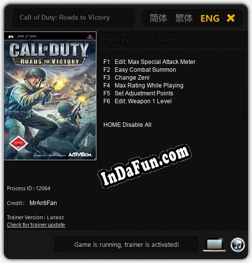 Call of Duty: Roads to Victory: Cheats, Trainer +6 [MrAntiFan]