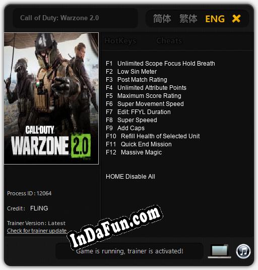 Call of Duty: Warzone 2.0: TRAINER AND CHEATS (V1.0.85)