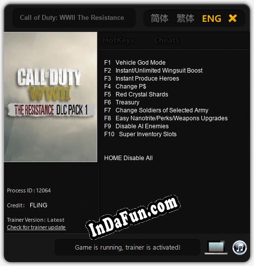 Call of Duty: WWII The Resistance: Trainer +10 [v1.4]