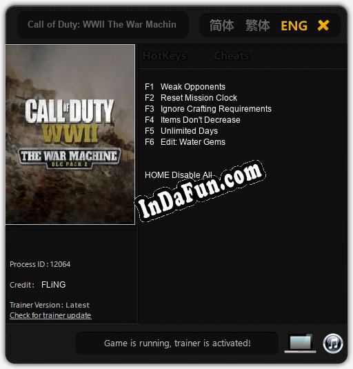 Call of Duty: WWII The War Machine: TRAINER AND CHEATS (V1.0.83)