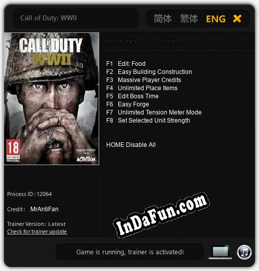 Call of Duty: WWII: Trainer +8 [v1.9]