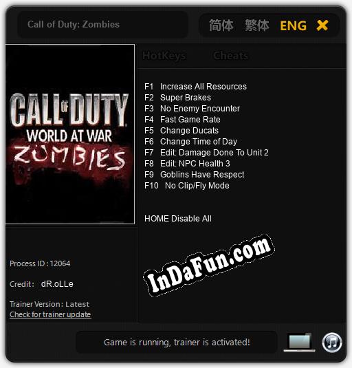 Call of Duty: Zombies: Trainer +10 [v1.1]