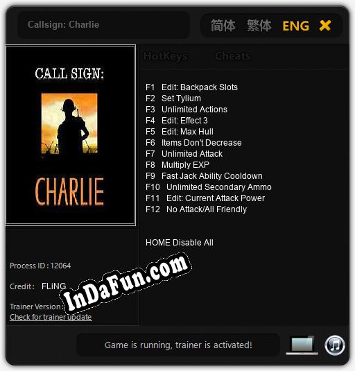 Callsign: Charlie: Cheats, Trainer +12 [FLiNG]