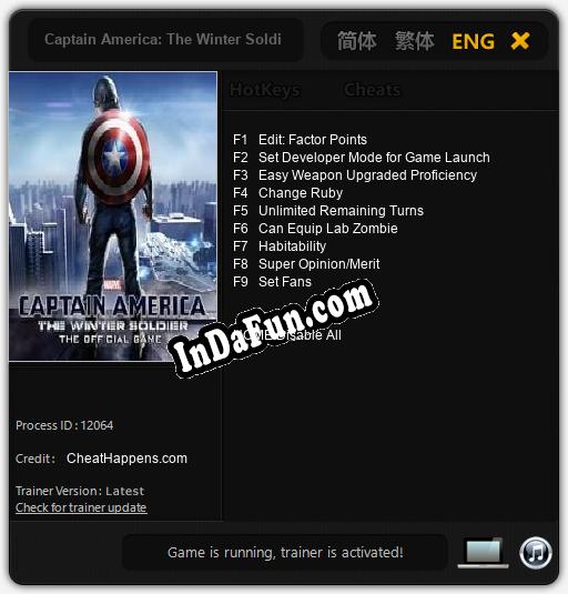 Captain America: The Winter Soldier: Trainer +9 [v1.3]