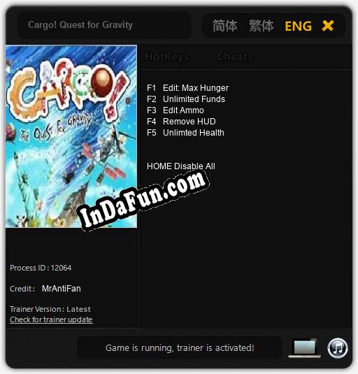 Cargo! Quest for Gravity: TRAINER AND CHEATS (V1.0.68)