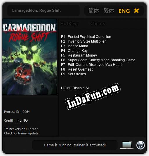 Carmageddon: Rogue Shift: TRAINER AND CHEATS (V1.0.72)