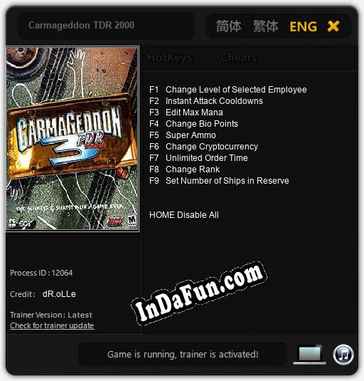 Carmageddon TDR 2000: Cheats, Trainer +9 [dR.oLLe]