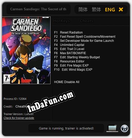 Carmen Sandiego: The Secret of the Stolen Drums: TRAINER AND CHEATS (V1.0.55)