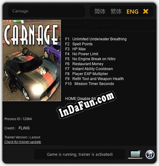 Trainer for Carnage [v1.0.1]