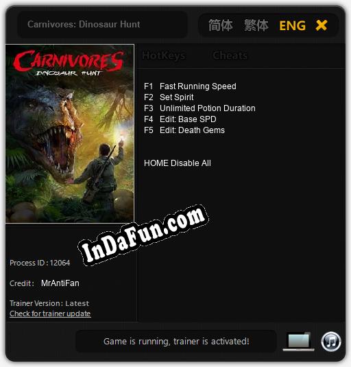 Carnivores: Dinosaur Hunt: TRAINER AND CHEATS (V1.0.22)