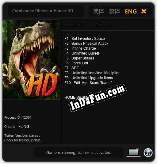 Trainer for Carnivores: Dinosaur Hunter HD [v1.0.1]