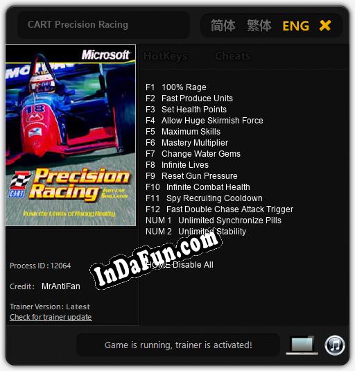 CART Precision Racing: TRAINER AND CHEATS (V1.0.86)