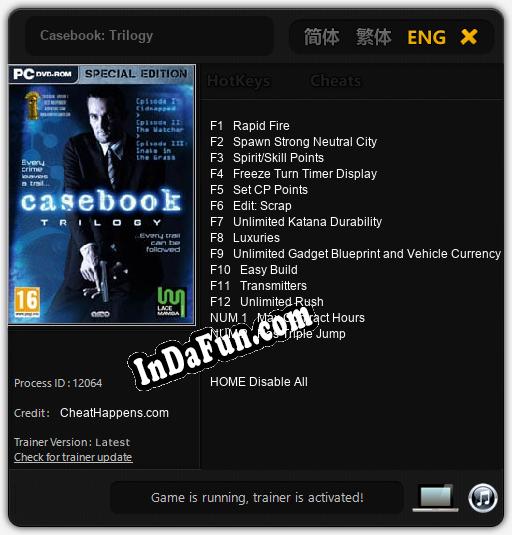 Casebook: Trilogy: TRAINER AND CHEATS (V1.0.81)