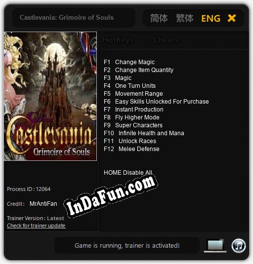 Trainer for Castlevania: Grimoire of Souls [v1.0.3]