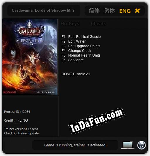 Trainer for Castlevania: Lords of Shadow Mirror of Fate HD [v1.0.6]
