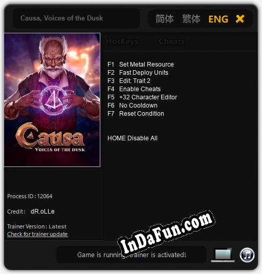 Causa, Voices of the Dusk: Cheats, Trainer +7 [dR.oLLe]