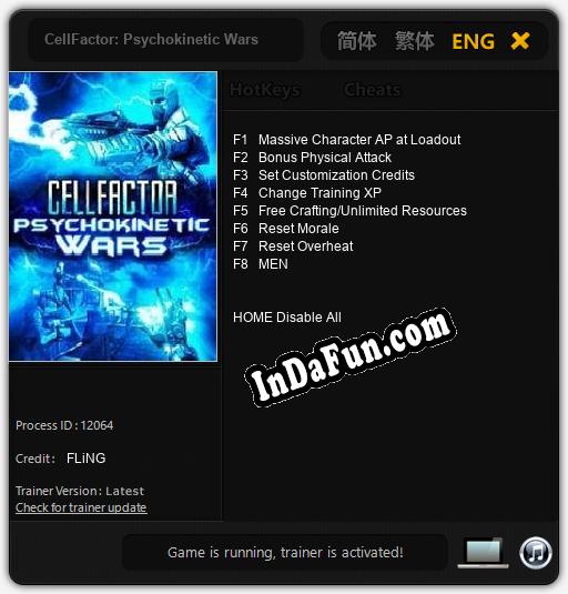 Trainer for CellFactor: Psychokinetic Wars [v1.0.3]