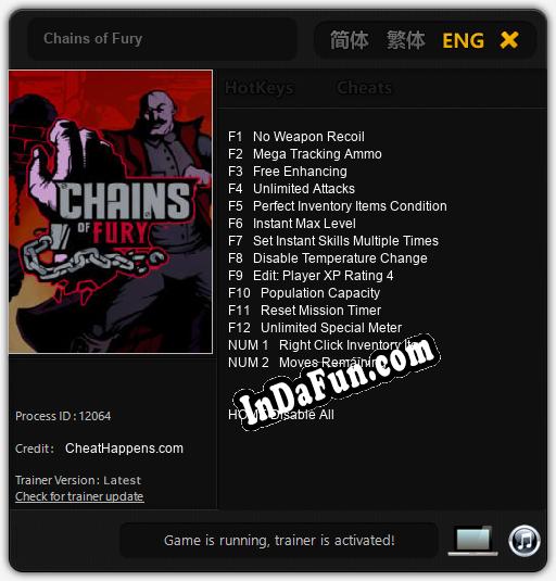 Trainer for Chains of Fury [v1.0.7]