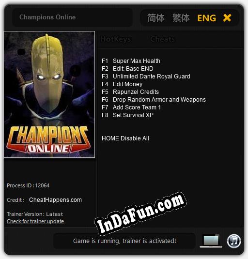 Champions Online: Trainer +8 [v1.3]