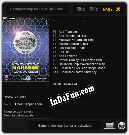 Championship Manager 2000/2001 TRAINER AND CHEATS (V1.0.46) » Free