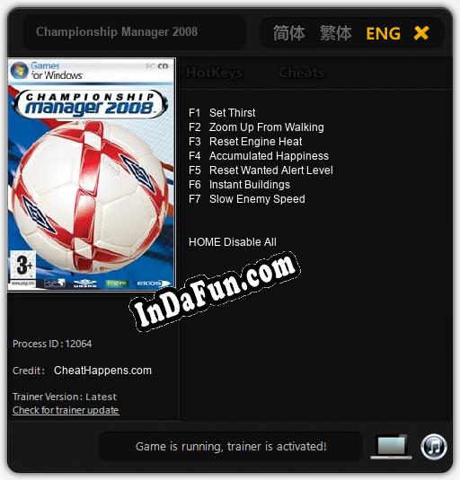 Championship Manager 2008: Cheats, Trainer +7 [CheatHappens.com]