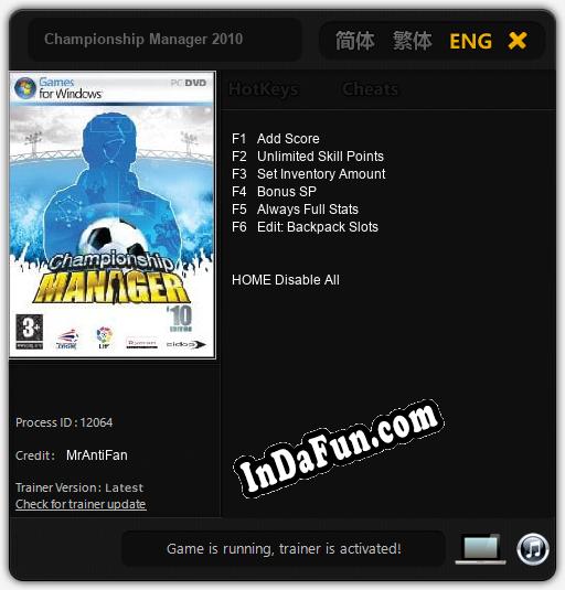 Championship Manager 2010: Cheats, Trainer +6 [MrAntiFan]