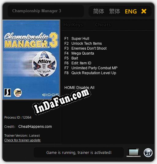 Championship Manager 3: TRAINER AND CHEATS (V1.0.74)