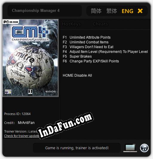 Championship Manager 4: Cheats, Trainer +6 [MrAntiFan]