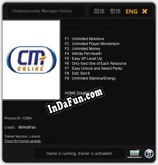 Championship Manager Online: Trainer +9 [v1.7]