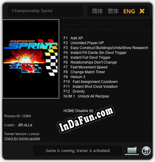 Championship Sprint: Trainer +13 [v1.5]