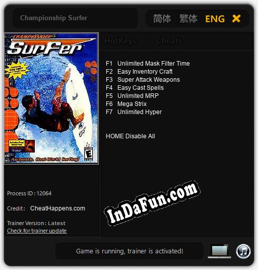 Championship Surfer: Cheats, Trainer +7 [CheatHappens.com]