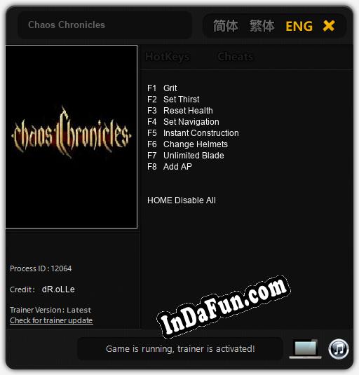Chaos Chronicles: Trainer +8 [v1.4]