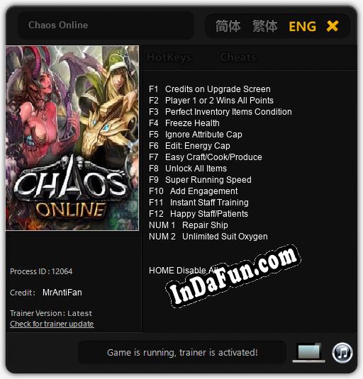 Chaos Online: TRAINER AND CHEATS (V1.0.92)