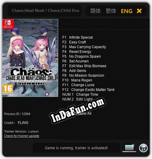 Chaos;Head Noah / Chaos;Child Double Pack: TRAINER AND CHEATS (V1.0.11)