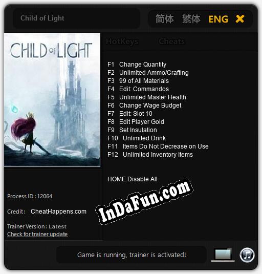 Child of Light: TRAINER AND CHEATS (V1.0.61)