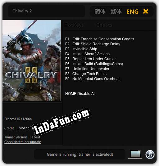 Chivalry 2: Cheats, Trainer +9 [MrAntiFan]