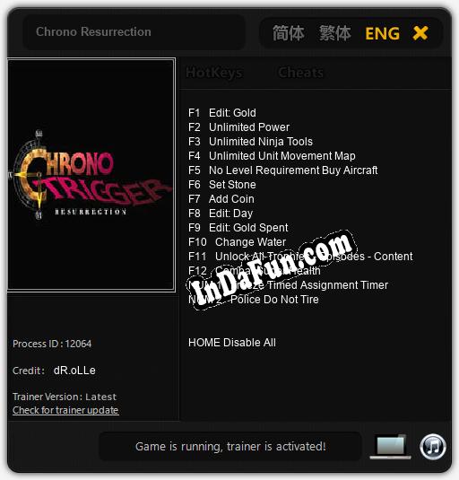 Chrono Resurrection: TRAINER AND CHEATS (V1.0.55)