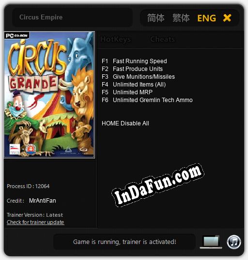 Trainer for Circus Empire [v1.0.7]