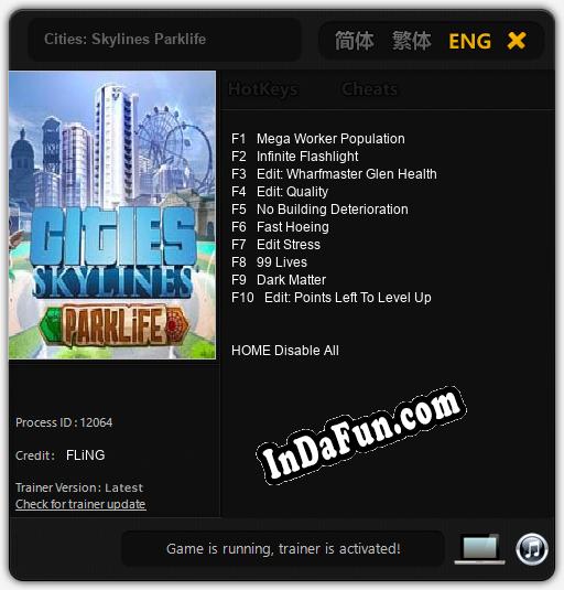 Cities: Skylines Parklife: Cheats, Trainer +10 [FLiNG]