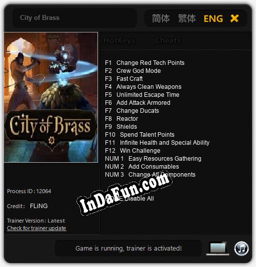 Trainer for City of Brass [v1.0.8]