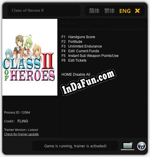 Class of Heroes II: Cheats, Trainer +6 [FLiNG]