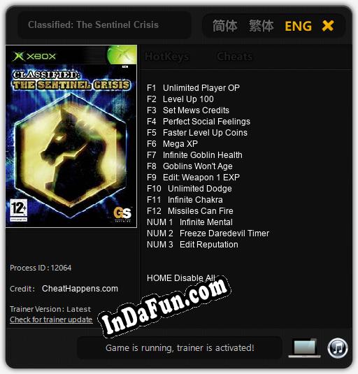 Classified: The Sentinel Crisis: Cheats, Trainer +15 [CheatHappens.com]