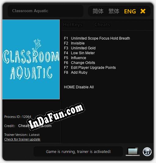 Classroom Aquatic: Trainer +8 [v1.8]