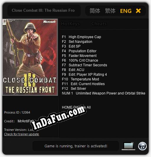 Trainer for Close Combat III: The Russian Front [v1.0.1]