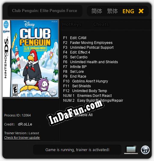 Trainer for Club Penguin: Elite Penguin Force [v1.0.7]